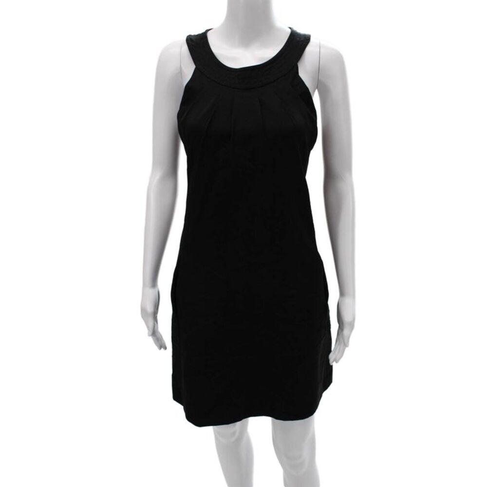 Searle Women Black Sheath Dress Halter Neck Sleeveless Cotton Blend Zip Size 6